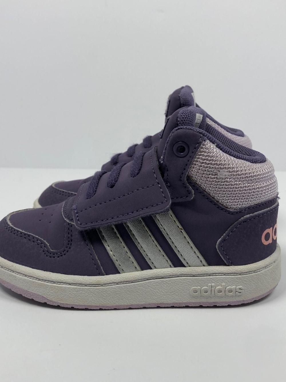 Adidas Kids Purple High Top Sneakers Shoes Size 8K